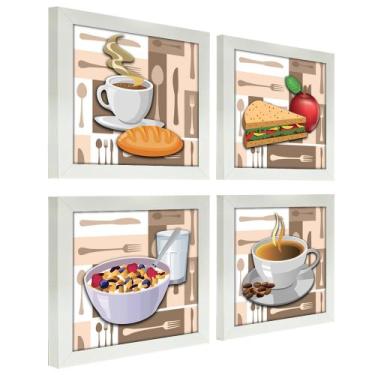 Imagem de Quadro Decorativo Cozinha Café Manhã Padaria 20x20cm Kit 4un - SHD  So