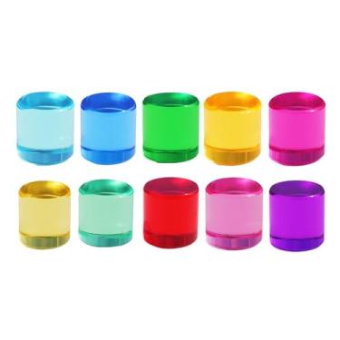 Imagem de Kokiya Conjunto de blocos de construção de arco-íris, jogo de empilhamento, habilidades motoras finas, cilindros de acrílico arco-íris, blocos de gemas para, 2.5cm