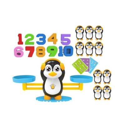 Imagem de Dynwave Jogo de matemática com escala de pinguim, brinquedo de matemática para aprendizagem precoce, brinquedos divertidos e interativos de contagem de
