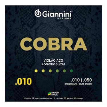 Imagem de 2X Encordoamento Giannini Cobra 010 Para Violão Aço