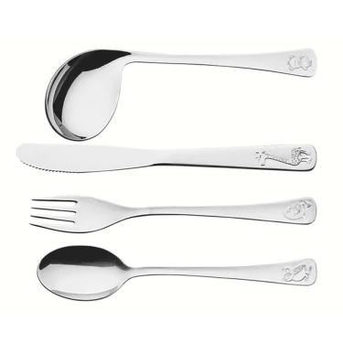 Imagem de Conjunto De Talheres Tramontina Inox Infantil 4 Peças Aço Inox Acabamento Brilho Baby Friends 669700