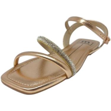 Imagem de Sandalia Feminina Rasteira Brilho Casual Conforto Moleca
