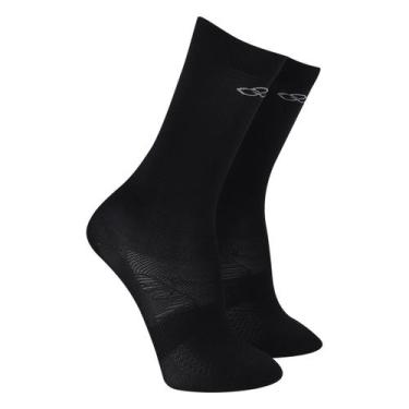 Imagem de Meia Olympikus Corre Cano Médio Feminina, Preto, Cinza, 33/38