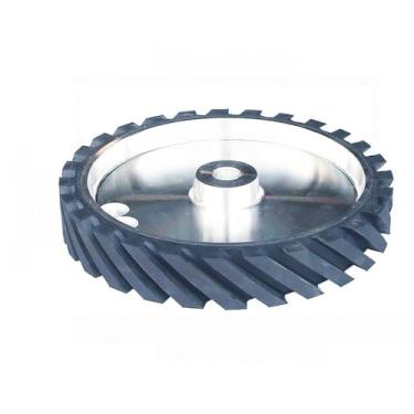 Imagem de Roda de contato de borracha ranhurada de 300x50 mm, 12 polegadas x 2 polegadas, peça de retificadora de correia balanceada dinamicamente para retificação de metal, ID 25 mm