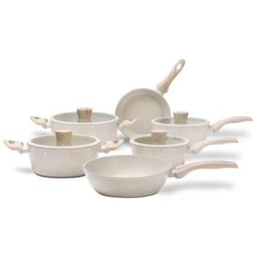 Imagem de Jogo Com 6 Panelas Antiaderente Ceramic Life Sirius Vanilla Bege - Bri
