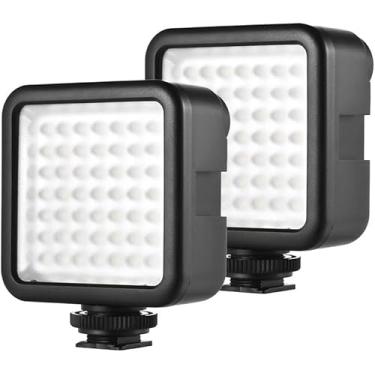 Imagem de eDealz W36 Mini câmera interloque LED painel de luz regulável, iluminação de vídeo com adaptador de montagem de sapato, para Canon, Nikon, Sony A7, DSLR pacote com 2 peças