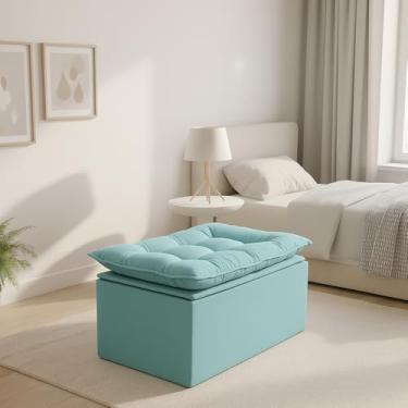 Imagem de Puff Baú Opala Decorativo Organizador Quarto Infantil Bela Móveis (Turquesa)