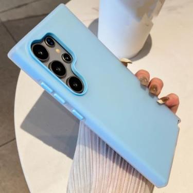 Imagem de Capa de celular macia, fosca e gelatinosa, cor doce, para Samsung S25 S24 Ultra S23fe S22 Plus A16 A36 A15 A35 A55 A53 A52 5g, à prova de choque (para Galaxy S25+/azul)