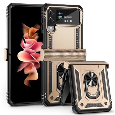 Imagem de SORAKA Capa para Samsung Galaxy Z Flip3 5G com suporte de anel capa armadura Samsung Galaxy Z Flip3 5G capa traseira de policarbonato rígido com placa de metal para suporte magnético de telefone carro