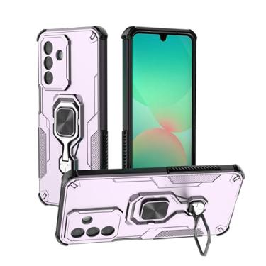 Imagem de SORAKA Capa para Samsung Galaxy A26 5G com suporte de metal rotativo de 360 graus peça magnética de ferro para suporte magnético de telefone para carro roxo