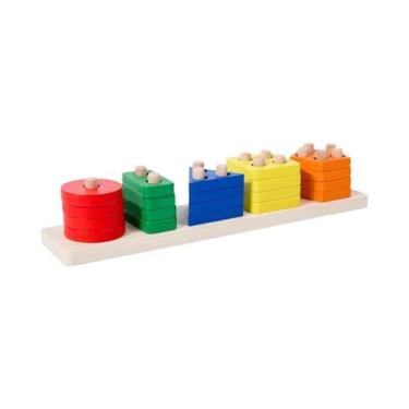 Imagem de Brinquedos De Classificação E Empilhamento De Madeira Montessori Para 