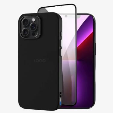 Imagem de Kit Capa Capinha Case Proteção Premium Preta Anti Impactos + Película de Privacidade (iPhone 13 Pro)