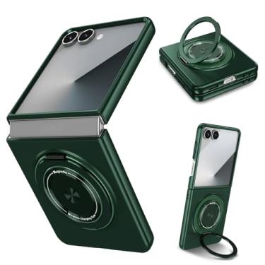 Imagem de Capa para Galaxy Z Flip6 com suporte de anel giratório 360 graus e proteção magnética (para Galaxy Z Flip6/verde)
