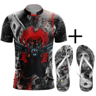 Imagem de Kit Combo Camisa Coringa Favela Chave+ Chinelo Da Quebrada - 3F Sports