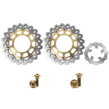 Imagem de Arashi Discos de freio dianteiros traseiros rotores com parafusos de montagem para Yamaha FZ1 2006-2014, FZ1 Fazer ABS 2007-2012, peças de acessórios de reposição de motocicleta