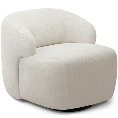 Imagem de Poltrona Decorativa Orgânica Giratória Para Sala Living Barolo L06 Bouclê Off White - Lyam Decor