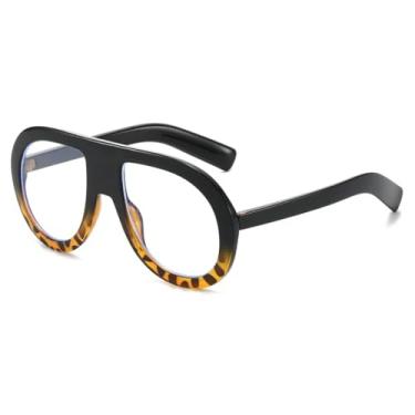 Imagem de Óculos de sol femininos da moda, armação transparente, óculos de grau, armação masculina, óculos de computador (preto, leopardo, transparente)