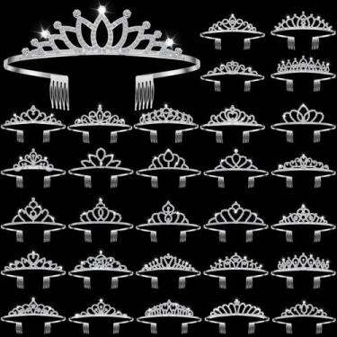 Imagem de Tiara Crowns Lyrow 30 peças em prata cristal 12x3 cm