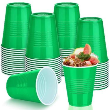 Imagem de Copos plásticos descartáveis Kochorie 350ml verdes, pacote com 50