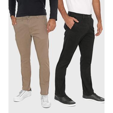 Imagem de Kit 2 Calças Macaw Sarja Elastano Insert Bege e Preto-Masculino