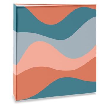 Imagem de Álbum de fotos Ical. encadernação fichário. para 100 fotos 15x21cm - envelope plástico branco - linha Formas - modelo ondas marrom e azul - 347