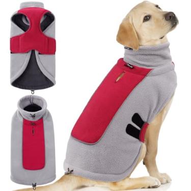 Imagem de Queenmore Suéteres para cães grandes, suéter de Natal, jaquetas de inverno, roupas quentes para cães meninos ou meninas, suéteres de lã para cães Golden Retriever, Labrador, Rottweiler, vermelho 3GG