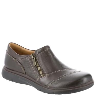 Imagem de Clarks Mocassim feminino Certina Pure Slip On, Couro marrom escuro, 8.5 Narrow