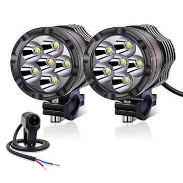 Imagem de YnGia Luzes LED para motocicleta 12 V 24 V, luzes de neblina universais 60 W auxiliares para motocicleta, 2 peças, luzes DRL brancas com interruptor à prova d'água para motocicleta, ATV, SUV, caminhão