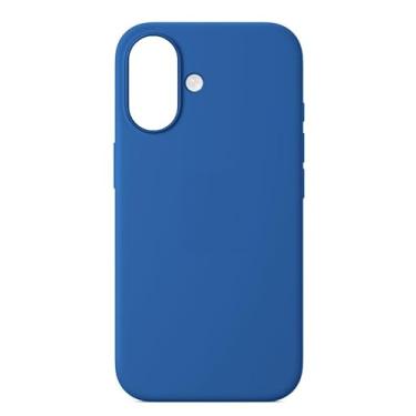 Imagem de Capinha Compatível com Iphone 16 Preta, Branca, Azul, Rosa, Bordô, Roxo, Lilás, Cinza, Pink, Bege, Flexivel, Tecnologia anti impacto, Aveludada com design PREMIUM c/logo (Azul)