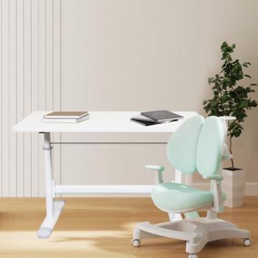 Imagem de Mesa Elevatória Manual com Altura Ajustável de 63 a 90cm - Escrivaninha de Tampo para Estudo com mouse pad, Trabalho, Escritório e Lazer,80 * 60cm branco