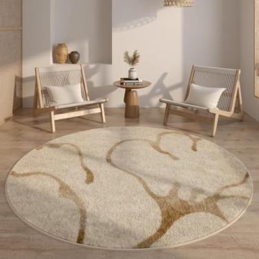 Imagem de Tapete redondo estilo tronco para sala de estar, tapete americano retrô com flores, para quarto, macio e espesso (300x300 cm/F)