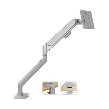 Imagem de Suporte para monitor de braço único, mola a gás para monitor de até 81 cm e 9 kg, suporte de mesa ajustável de alumínio para monitor com braçadeira C e base de ilhós, suporte de mesa (prata)