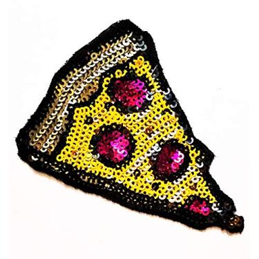Imagem de Nipitshop Patches Fashion Pizza Fatia Italiana Fast Food Lantejoulas Brilhantes Remendo Bordado Ferro Sobre Remendo para Roupas Mochilas Camiseta Jeans Saia Coletes Cachecol Chapéu Bolsa