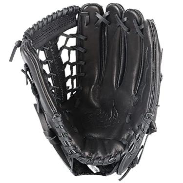 Imagem de Luva de beisebol adultos luva de beisebol couro mão direita esquerda couro de vaca luvas de beisebol preto equipamento de treino desportivo luvas de softball (cor: 1)