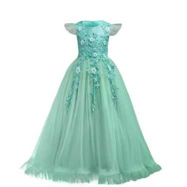 Imagem de Vestido IBTOM CASTLE Flower Girls verde turquesa 13-14 anos