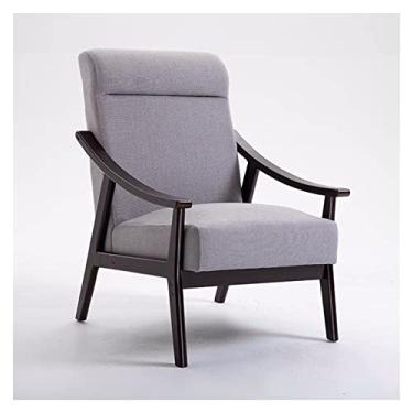 Imagem de UISLA Braço para sala de estar, armação de madeira moderna de meados do século para sala de estar, confortável para quarto, moldura de madeira acolchoada lateral fácil de montar