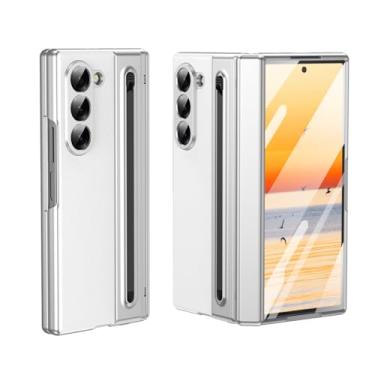 Imagem de HOULEE Capa para Samsung Galaxy Z Fold 6 com protetor de tela integrado e proteção de dobradiça e S Pen, capa protetora de couro premium com tudo incluído para Galaxy Z Fold 6 - branca