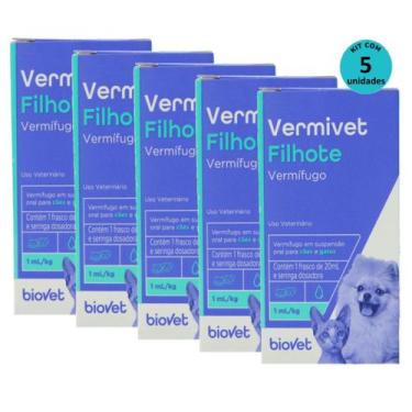Imagem de Kit Vermivet Filhotes Biovet 20ml Com 5 unidades