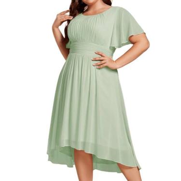 Imagem de Vestido de festa Ever-Pretty Plus, mangas com babados, verde chiffon