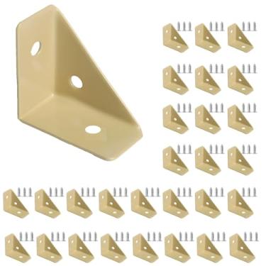 Imagem de 24 Pcs Triangle support, Shelf Brackets, Heavy Duty Triangular Bracket Fastener, Cold Rolled Steel Braces, for Desk Bed Edge(Khaki)