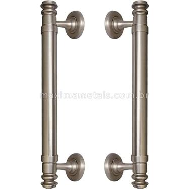 Imagem de Puxador Duplo Porta Pivotante Correr Rústico Davinci 300mm Maxima Metais (Níquel Escovado)