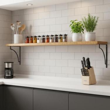 Imagem de Prateleira Suspensa Mão Francesa Côncavo 30x100cm - Bella Decor Brasil