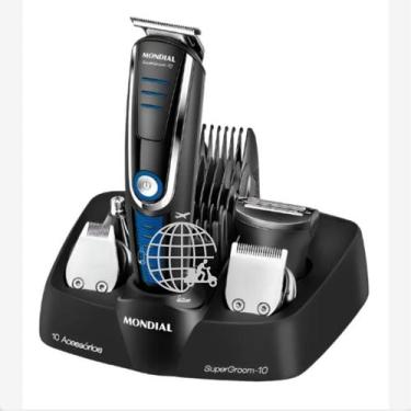 Imagem de Aparador De Pelos Super Groom 10 Preto Azul Bg-03 Mondial, Bivolt