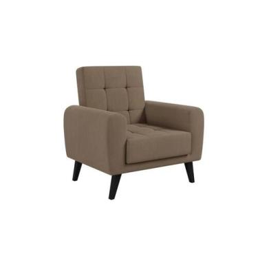 Imagem de Poltrona para descanço com pés de madeira Livia Matrix, SUEDE BEGE