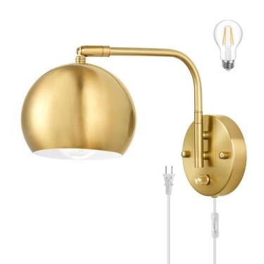 Imagem de Arandela de parede VATONI Swing Arm regulável em latão escovado com co