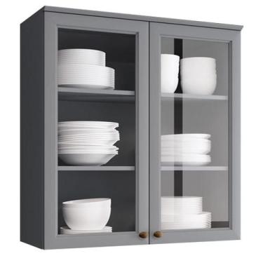 Imagem de Aéreo 02 Portas c/ Vidro 80 cm Americana Cinza - Henn