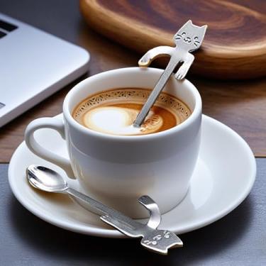 Imagem de Generic 1 colher de aço inoxidável com design de gato para pendurar caneca de café