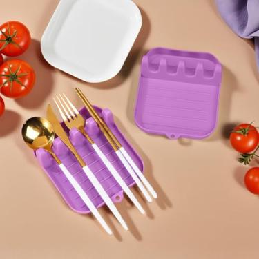 Imagem de Descanso de colher multiuso e suporte de utensílios para utensílios de cozinha, espátulas, tampas de panela e organizador de acessórios de cozinha para bancadas limpas e organizadas