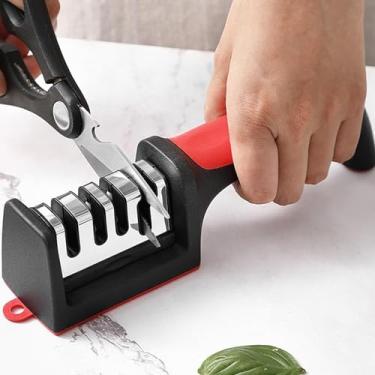 Imagem de Afiador de facas 4 em 1 4 estágios, lâminas de polimento premium originais, o melhor afiador de facas de cozinha realmente funciona para facas de frutas e facas de aço, tesouras