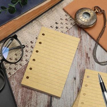 Imagem de Refil de caderno A7 de folhas soltas, linha pautada de papel A7 Agenda para 6 anéis, fichário espiral, encartes pessoais, 6 furos/100 gsm, tamanho de bolso 14 x 8 cm